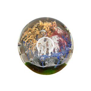 Large Paperweight Art Glass 4th of July Colorful Fireworks